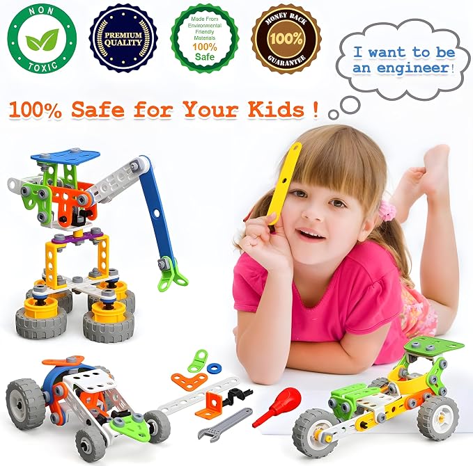 11 in 1 STEM Kits Building Toys for Kids Ages 4-8 5-7, Stem Toys for 4 5 6 7 8 Year Old Boy Birthday Gift, Educational Construction Set for Boys 4-6 6-8 5-8, Creative Learning Engineering Game