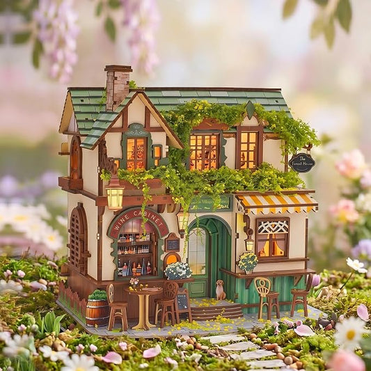 No Glue Needed DIY 3D Miniature House Kit for Adults | Beginner-Friendly,No Glue Snap-Fit Assembly,Atmospheric lighting,Step-by-Step Manual,Gift for Book Lovers