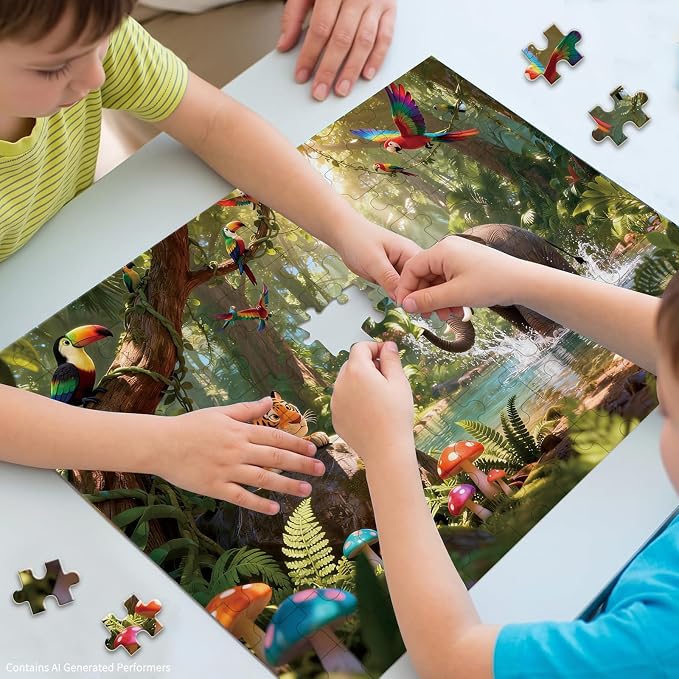 100 Pieces Puzzles for Kids Ages 4-8, Elephant Educational Kids 100 Piece Puzzle, Children Jigsaw Puzzles Kids Puzzles, Educational Learning Puzzle Toys for Girls and Boys
