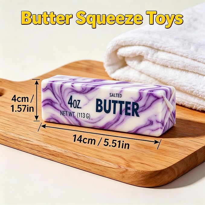 Butter Squeeze Toy 2PCS, Slow Rising Dumpling Squishy Butter Sensory Stress Relief Squishies Soft & Stretchy Fidget Toys for Anxiety Relief Party Favors (Rainbow D)