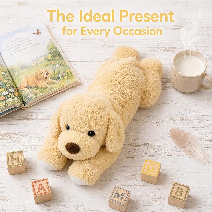 Weighted Plush Dog, 18" Golden Retriever Stuffed Animal 2.6 lbs, Soft Cream Yellow Plush Puppy for Kids & Adults, Cozy Bedtime Companion