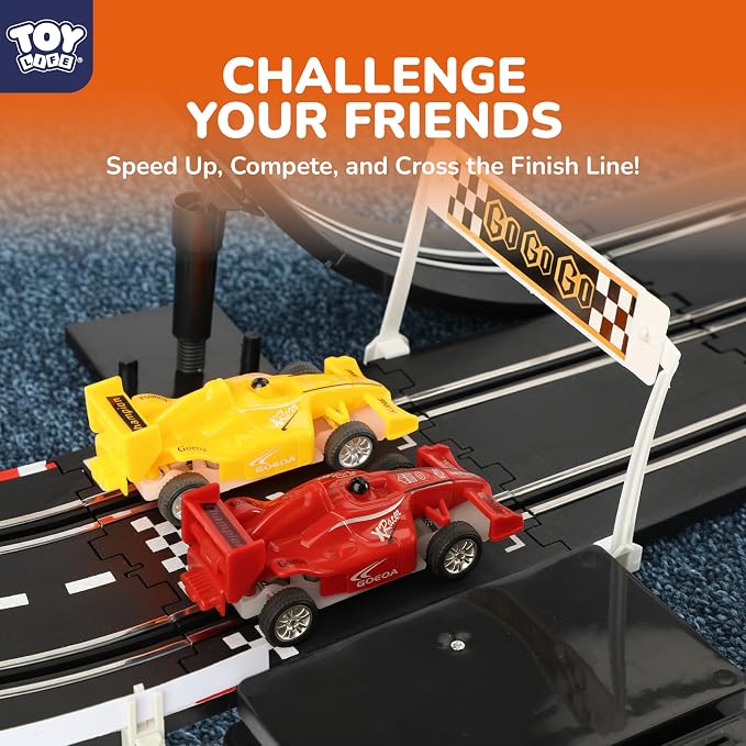 Slot Car Race Track Sets for Kids Ages 4-8, 20ft 2-Player 4-Lane Race Track with 2 RC Cars Speed-Controlled, Racing Circuit Toy for Boys 4-12, Pista de Carros para Niños