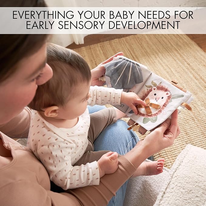 Soft Baby Book with Touch and Feel Pages - Cute Sensory Book for Babies 0-6, 6-12 & 12-18 Months with Mirror & Crinkle Paper - The Perfect Busy Book Toy for Baby Showers Or as a Newborn / Infant Gift