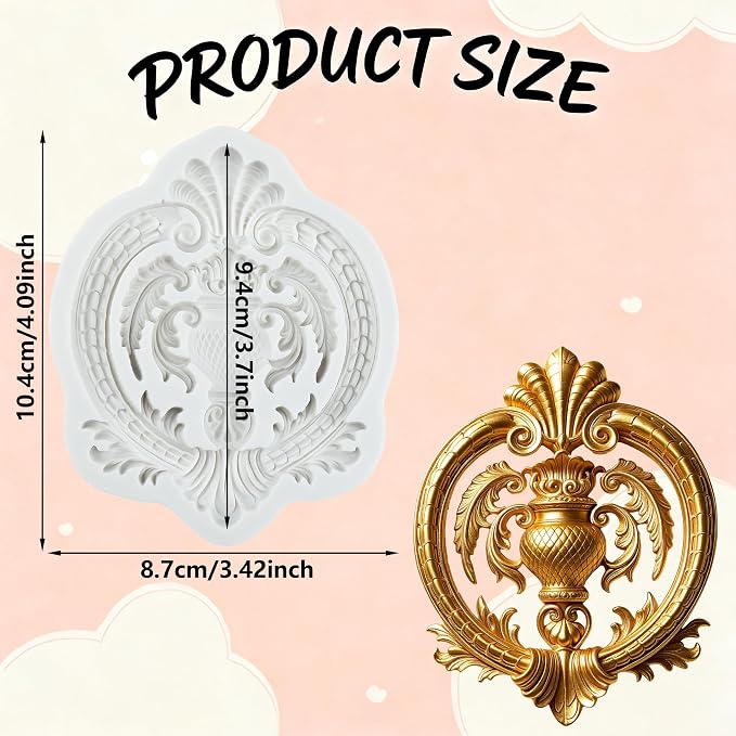 Baroque Polymer Clay Mold Baroque Curlicues Scroll Lace Relief Silicone Molds Flower Lace Filigree Mold for DIY Craft Epoxy Resin Casting Polymer Clay Tools Crafts Air Dry Jewelry Making