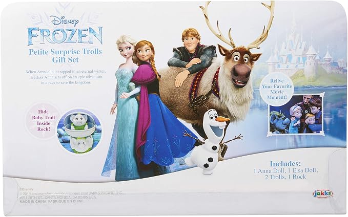 Disney Frozen Petite Anna & Elsa Dolls with Surprise Trolls Gift Set, Each Doll is Approximately 6 inches Tall - Includes 2 Troll Friends! Perfect for Any Frozen Fan!