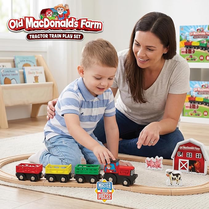 MasterPieces Wood Train Sets - Old Macdonald 18 Piece Train Set