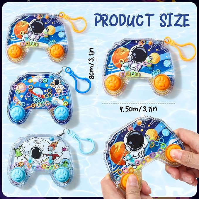 Cleboen 12 Pack Handheld Water Games for Kids, Water Ring Toss Handheld Games Space Party Favors Goodie Bag Stuffers Classroom Rewards for Boys Girls, Stress-Relief Car Games Travel Toys for Kids