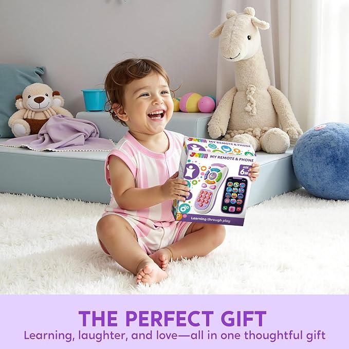 JOYIN Baby Learning Phone and Remote Toy for Toddler, Fun Smartphone Toys with Music for Infants, Boys or Girls, Holiday Stocking Stuffers, Kids Birthday Gift