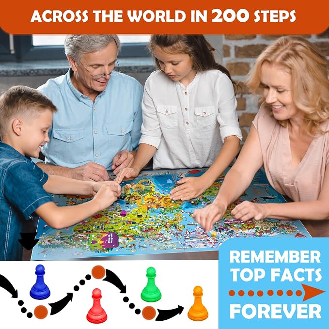 QUOKKA Board Game for Kids 8-12 - Learning, Educational Card Games for Ages 6-8 - Indoor, Outdoor Activity for Teens, Adults, Family - Geography, World 100 Question Cards with Top Facts