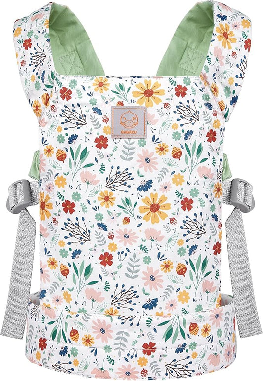 GAGAKU Baby Doll Carrier for Girls, Toddlers and Kids - Adjustable Straps, Reborn Accessories - Green (Pinecones)