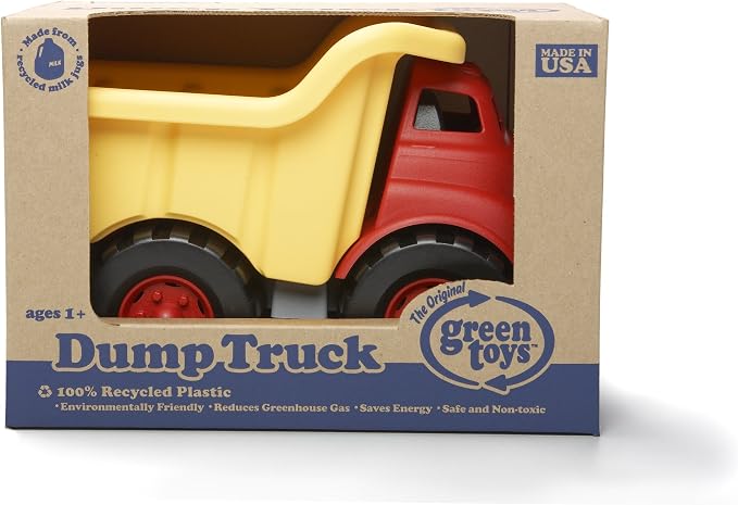 Green Toys Dump Truck in Yellow and Red - BPA Free, Phthalates Free Toys for Gross/Fine Motor Skill Development. Pretend Play , Red/Yellow