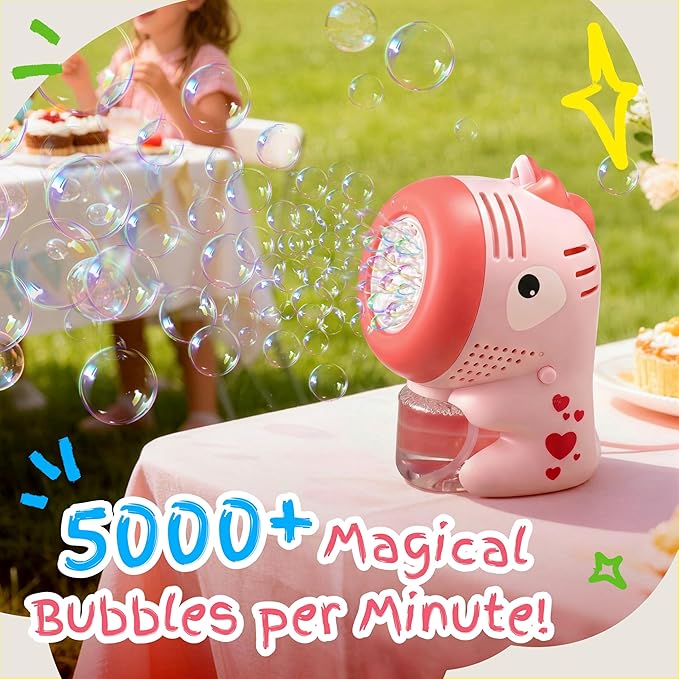 SYNCFUN 2 Pcs Dinosaur Bubble Machines for Toddlers, Unicorn Mini Bubble Machines with Bubble Solution for Kids,Toddlers, Summer Outdoor Party Favors, Kids Easter Birthday Gift