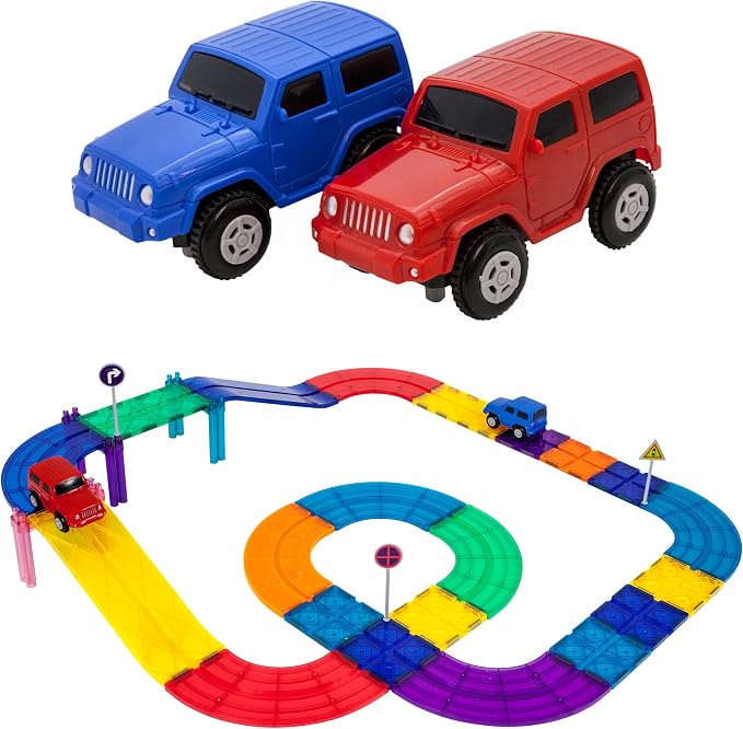 PicassoTiles 108PC Marble Run + 30PC Magnetic Race Car Track Fun & Creative Playset: STEAM Learning, Enhance Construction Skills, Hand-Eye Coordination and Fine Motor Skills, Gift for Boys and Girls