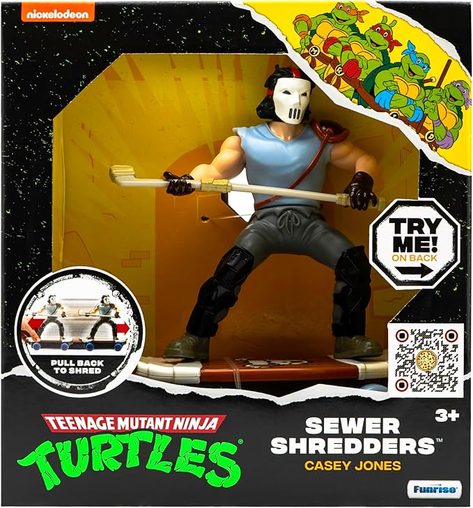 Teenage Mutant Ninja Turtles Toy, Casey Jones Sewer Shredder Pullback Skateboard, Classic Edition for Kids, 5-Inch TMNT Collectible, Ages 3+