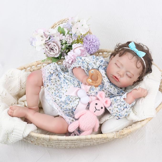 KSBD Lifelike Reborn Baby Dolls Girl-20 inch Realistic Sleeping Newborn Girl with Weighted Soft Body,Christmas Birthday Gift with Accessories for Kids Age 3+