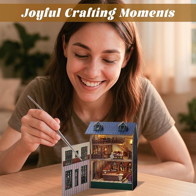 Flever Dollhouse Miniature DIY House Kit Creative Room with Furniture for Romantic Valentine's Gift (Magic Store)