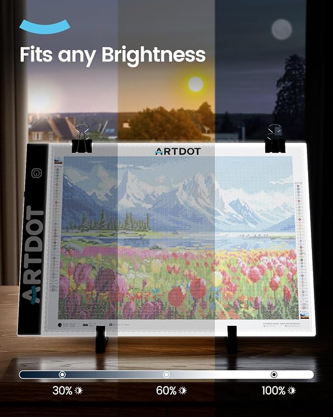 ARTDOT A4 LED Light Pad for Diamond Painting Kits for Adults, USB Powered Adjustable Brightness Diamond Art Light Board with Accessories