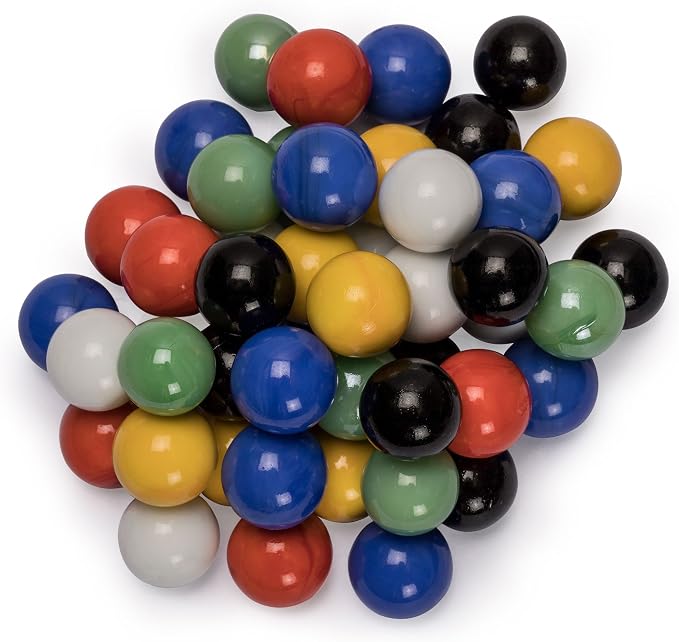 Yellow Mountain Imports 60 Pieces Chinese Checkers Marbles Set with Solid Colors - 16 Millimeters