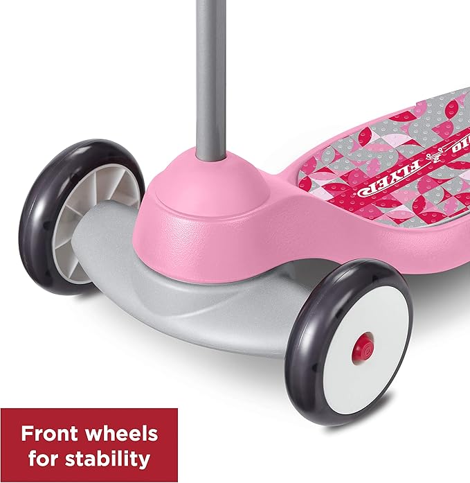Radio Flyer My 1st Scooter, Pink, for Kids 2-5 Years Old, Extra Wide Base for Balance, 2 Front Wheels for Added Stability, Easy to Use Foot Brake, 3 Wheel Scooter for Kids, (Amazon Exclusive)