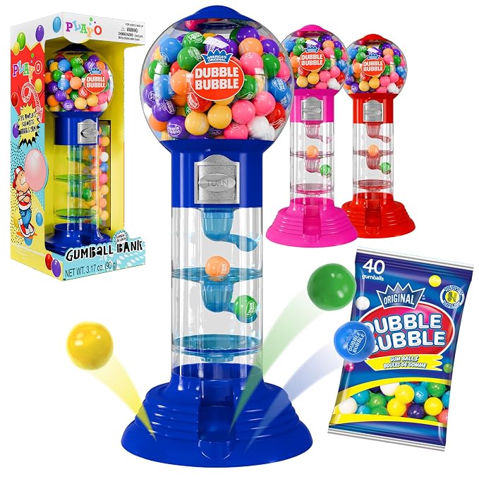 Playo 10.5" Gumball Machine for Kids, Spiral Style Candy Dispenser for Gifts, Parties or Events - Bubblegum Machine w/Gumb Balls Included