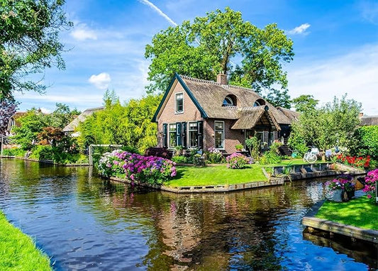 Jigsaw Puzzles for Adults 1000 Pieces, Giethoorn Village Interlock Perfectly Letter on Back No Dust, Home Decor Party Toy for Men Women Elders Seniors (27.5"x19.6"), 1:1 Poster