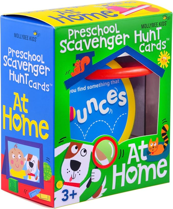 MOLLYBEE KIDS Preschool Indoor Scavenger Hunt Cards at Home, Gifts for Ages 3, 4