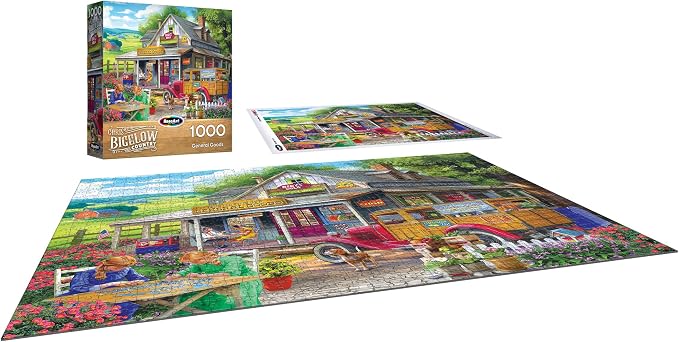 RoseArt - Chris Bigelow Country - General Goods 1000 Piece Jigsaw Puzzle - Vintage Country Store Scene – Adult Puzzle – Finished Size 26.625 x 19.25, Made in USA