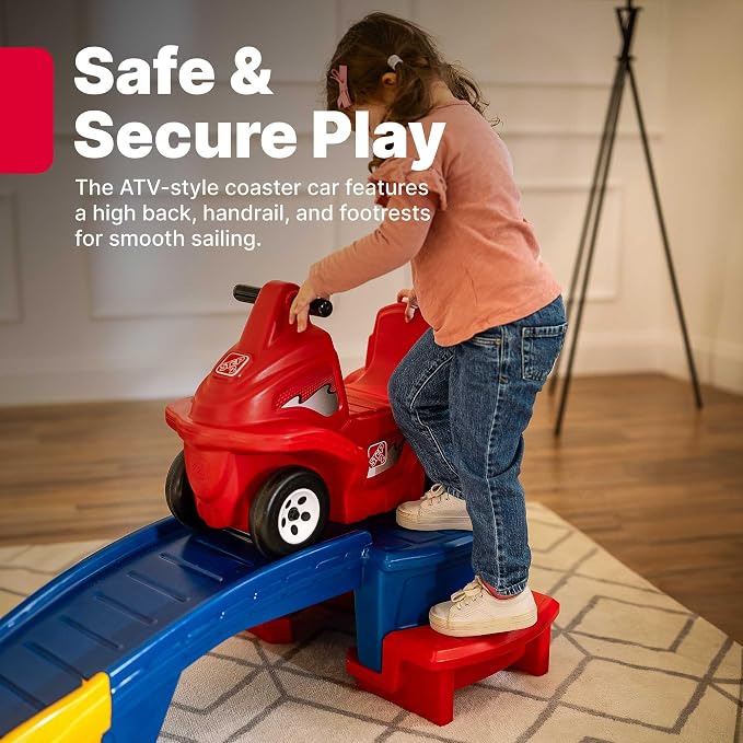 Step2 Up & Down Roller Coaster Rapid Ride & Hide Double the Fun Edition with 2 Cars, Toddler Ride-On Toy, 9 ft Track, Ages 2+ Years