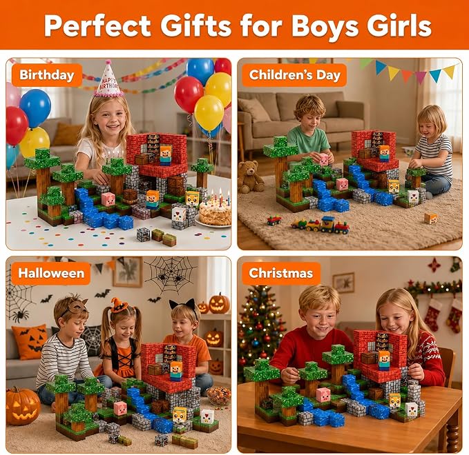 Magnetic Blocks for Kids Ages 3-8, 100PCS STEM Magnetic Building Cubes, Montessori Construction Toys for Boys Girls, Creative Educational Building Set, Birthday