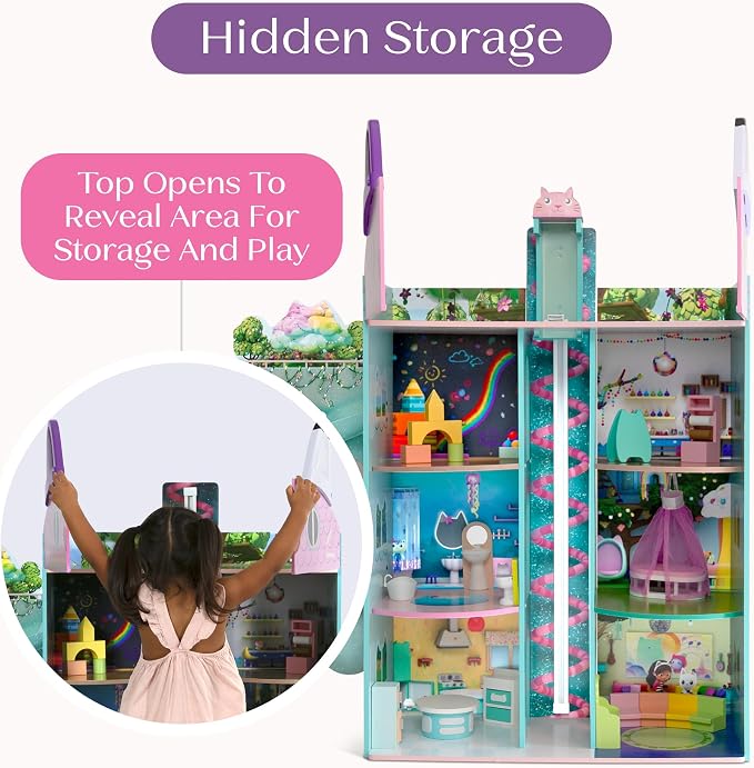 Gabby’s Dollhouse Purrfect Playhouse by Delta Children – Features Sounds & Light Up Ear - Includes 20 Accessories - Fits 8-inch Dolls - Pretend Play Dream Gift for Ages 3