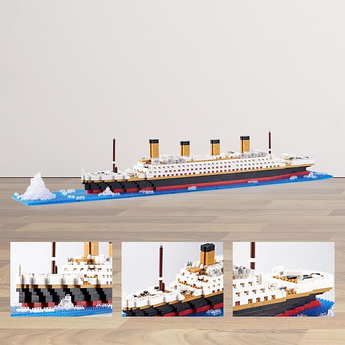 Titanic Building Block Set, Micro Building Briks Cruise Ship Model Kit with Detailed Iceberg Scene, Creative Collectible Gift for Adults and Teens ( 1872PCS )