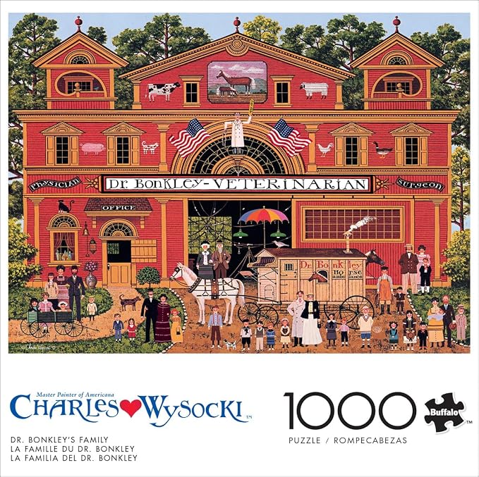 Buffalo Games Charles Wysocki - Dr. Bonkley's Family - 1000 Piece Jigsaw Puzzle - 26.75 x 19.75 in, Poster Included - Snap Fit - Puzzles for Adults 1000 Pieces - Recycled Paperboard