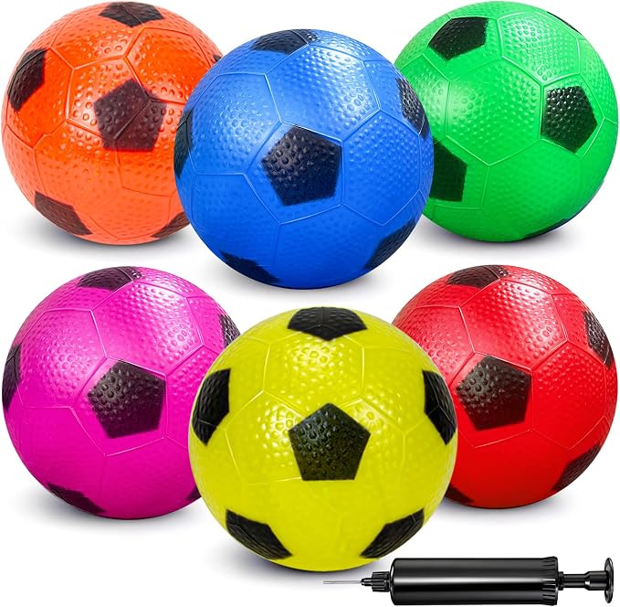 Hymaz 6 Pack Mini Soccer Ball Set, 6 Inch Colorful Soccer Balls with Pump, Indoor Outdoor Sports Mini Balls Toys for Kids Boys Girls Pool Playground Beach Garden Play