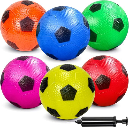 Hymaz 6 Pack Mini Soccer Ball Set, 6 Inch Colorful Soccer Balls with Pump, Indoor Outdoor Sports Mini Balls Toys for Kids Boys Girls Pool Playground Beach Garden Play