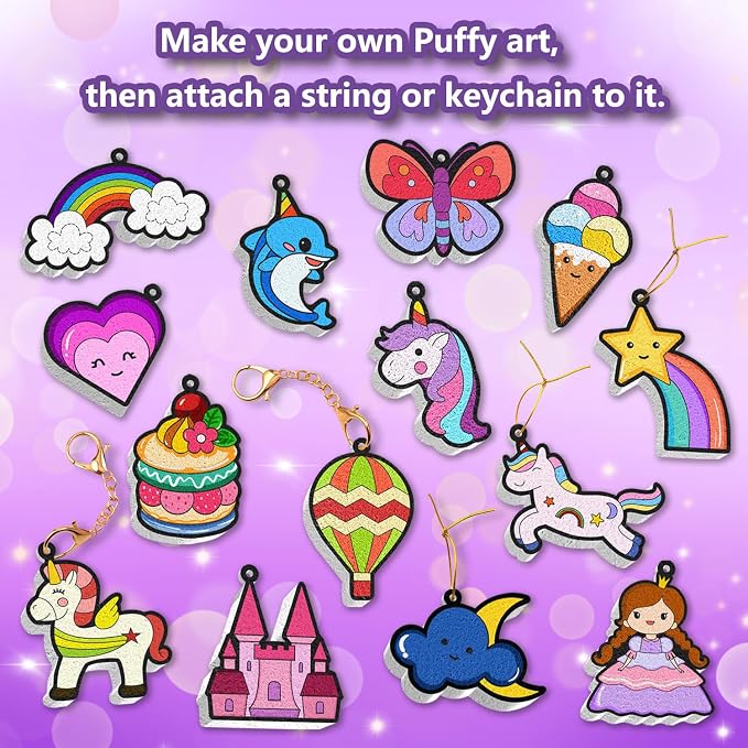 FoilColoring 3D Puffy Art Kit - Aqua Foam Painting, Magic Foam Texture Puffs Craft Kit.Mess-Free Craft for Kids.Travel and Creative Gift for Girls & Boys Ages 4, 5, 6, 7, 8, 9, 10 Years Old