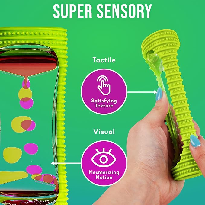 BUNMO Liquid Motion Bubbler Sensory Toy for Kids & Adults – Gentle Fidget Toy for Mindfulness – Stimulating Visual Sensory Experience – Colorful Bubble Fidget Timer for Desk & Travel - Green