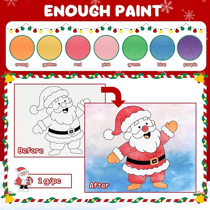 Christmas Paint with Water Coloring Books for Kids, Xmas Season Watercolor Painting Kit Painting Activity for Kids Ages 3-5 4-8, Mess Free Arts Crafts Drawing Gift Toy for Boy Girl