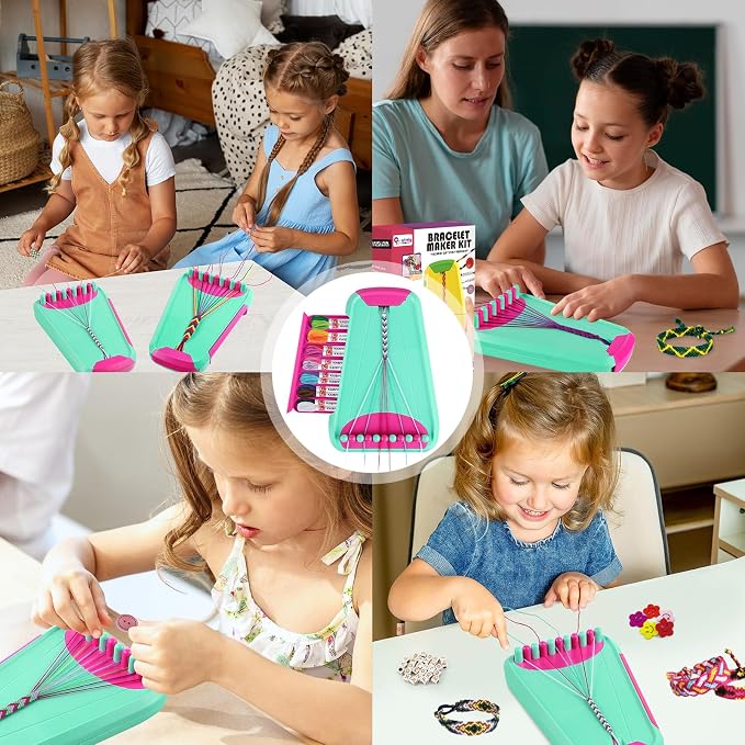 Rdfmy Friendship Bracelet Making Kit for Girls — DIY String Bracelet Maker with Letter Beads, Arts and Crafts Jewelry Kit for Kids Ages 6-12, Birthday Summer Camp Gifts for Teens Green