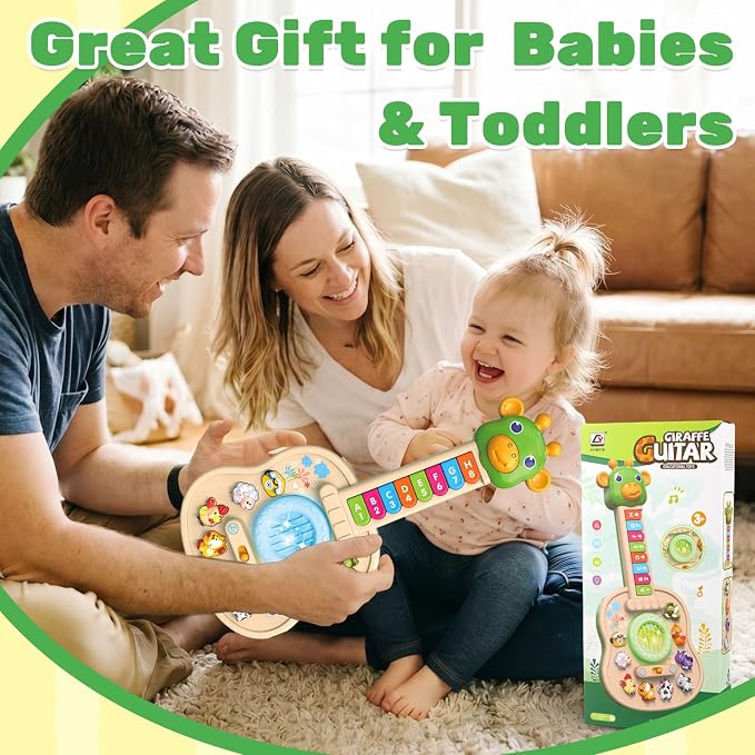 Musical Giraffe Guitar Toys for Toddlers 1-3 with Music & Light, Educational Baby Piano Toys 9-12-18 Months Interactive Music Instruments Learning Toys for 1 2 Year Old Boys Girls First Birthday Gifts