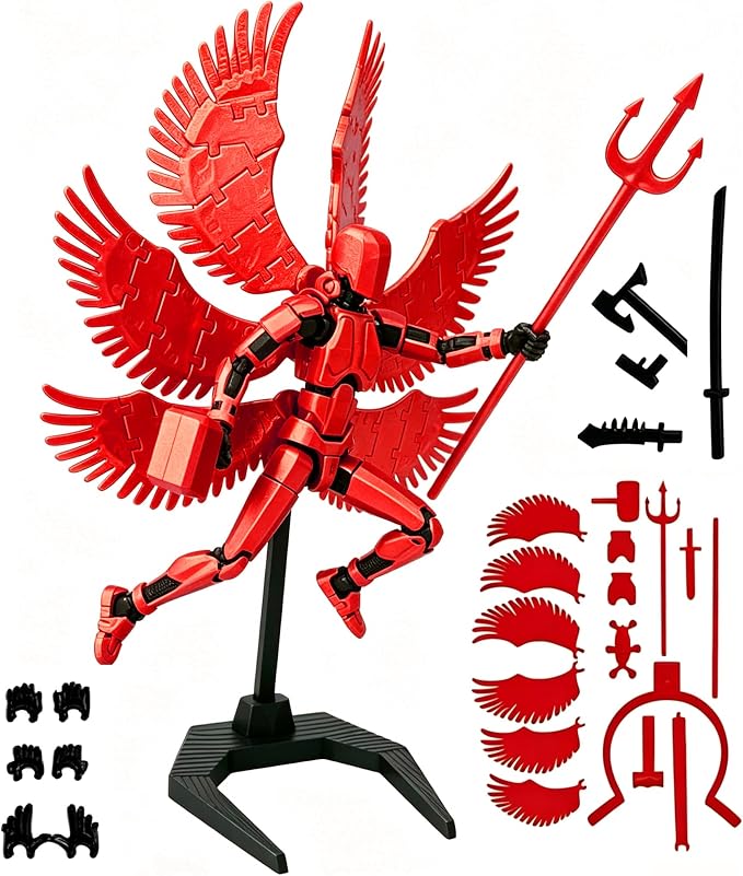 2026 New Assembly Required-Titan 13 Action Figure,Dummy Robot 13 Action Figures Set,3D Printed Multi-Jointed Action Figures,Nova 13 Action Figure for Collectors Desktop Decorations(Red Angel)