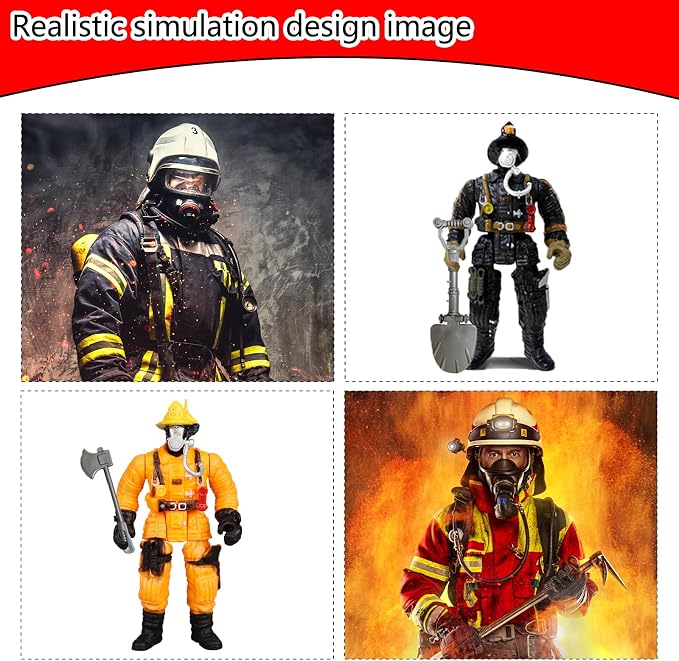 SCAHOW 8 Pieces Firefighter Action Figures, Frefighter Toys for Boys Girls Kids, Fireman Toy Figure & Playsets with Accessories, Great for Gift Party Decoration Christmas Stocking Stuffers