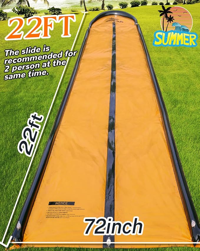 22ft Slip Water and Slide for Kids Adults, Extra Long Backyard Water Slide for Kids Ages 5-8 8-12 with Pool and 2 Inflatable Bodyboards, Summer Outdoor Games Water Toys