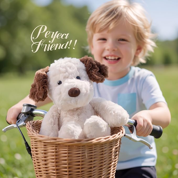 Stuffed Animals Dog Jack Russell Terrier Dog Plush Toys 13.8 inches Soft and Premium Puppy Plush Toy Gift for for Babies Children Adults, White with Brown Ears