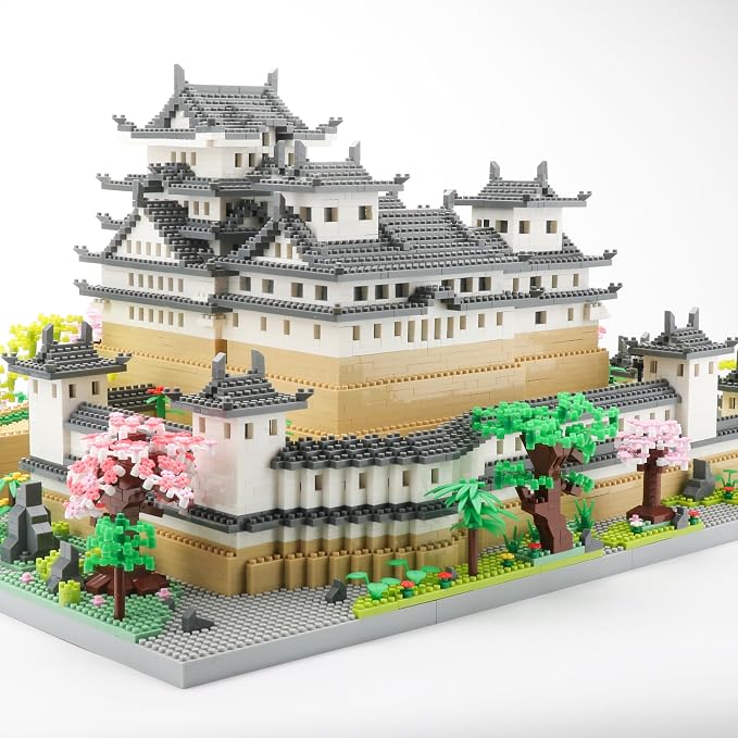 JXRLMB Japanese Micro Building Blocks Sets for Adults 10080 PCS Japan Himeji Castle with Cherry Blossoms Model Kit Big Architecture Landmarks Collection Kit