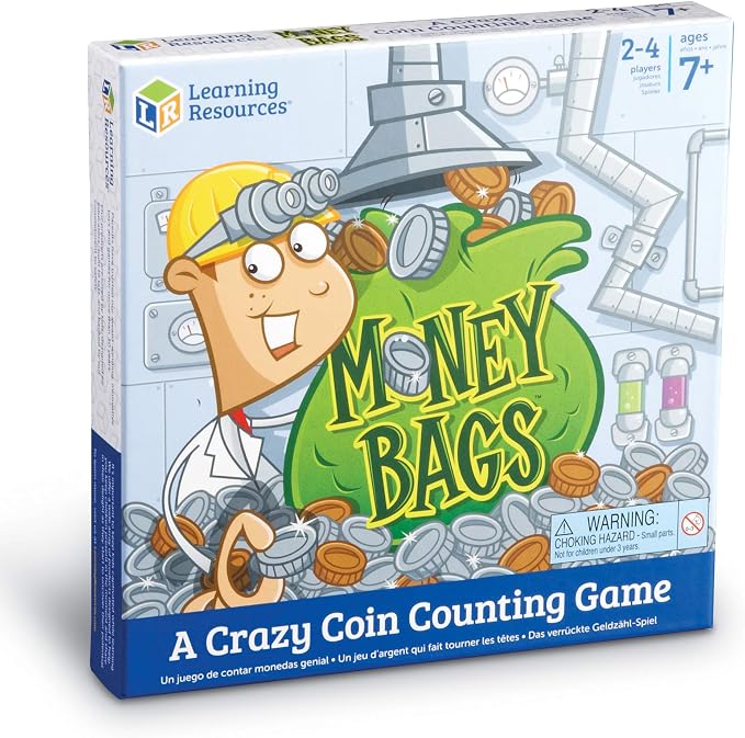 Learning Resources Money Bags Coin Value Game - Classroom Math Games, Financial Literacy for Kids, Play Coins for Kids, Counting Games, Money Board Game