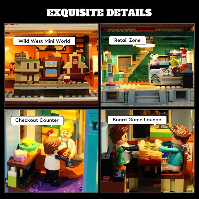 Lumibricks Toy-Store Lighting Building-Bricks Set – City Town Modular Townhouse Toy Shop Dollhouse LED Light Display Model 3086 Pcs Construction Kit for Adults and Teens