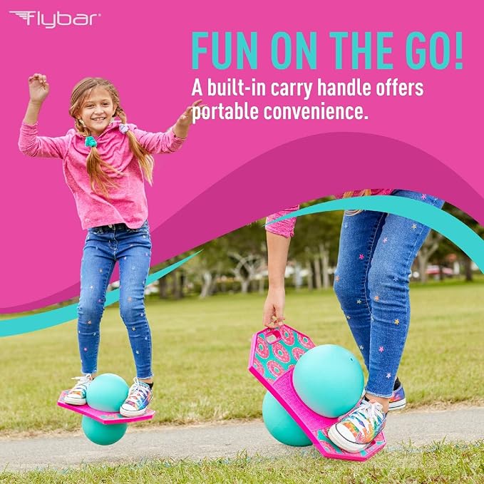 Flybar LED Pogo Trick Ball for Kids Balance Bounce Board w/Anti-Slip Deck