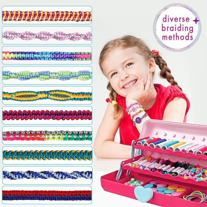 TingingYuli Friendship Bracelet Making Kit for Girls Ages 8-12, DIY String Bracelet Maker with 3-Layer Storage Box, Jewelry Making Kit Arts and Crafts Toy Gift for Kids Ages 6-12