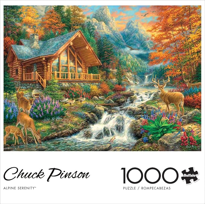 Buffalo Games Chuck Pinson - Alpine Serenity - 1000 Piece Jigsaw Puzzle - Large, 26.75 x 19.75 in, Multicolor - 1000 Piece Puzzle for Adults - Bonus Full Color Diagram - Nature Scene