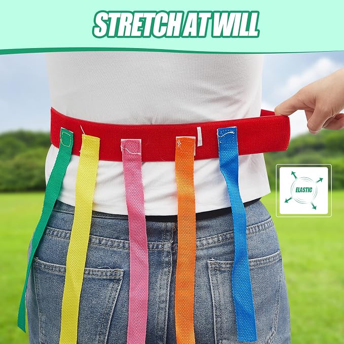 Wettarn 8 Pcs Catch Tail Game Belt Set Field Day Games Catching Equipment for Adults and Kids Ideal for Family Gatherings Parks Reunions Birthday Parties Camping (Red,Orange,Yellow,Green)